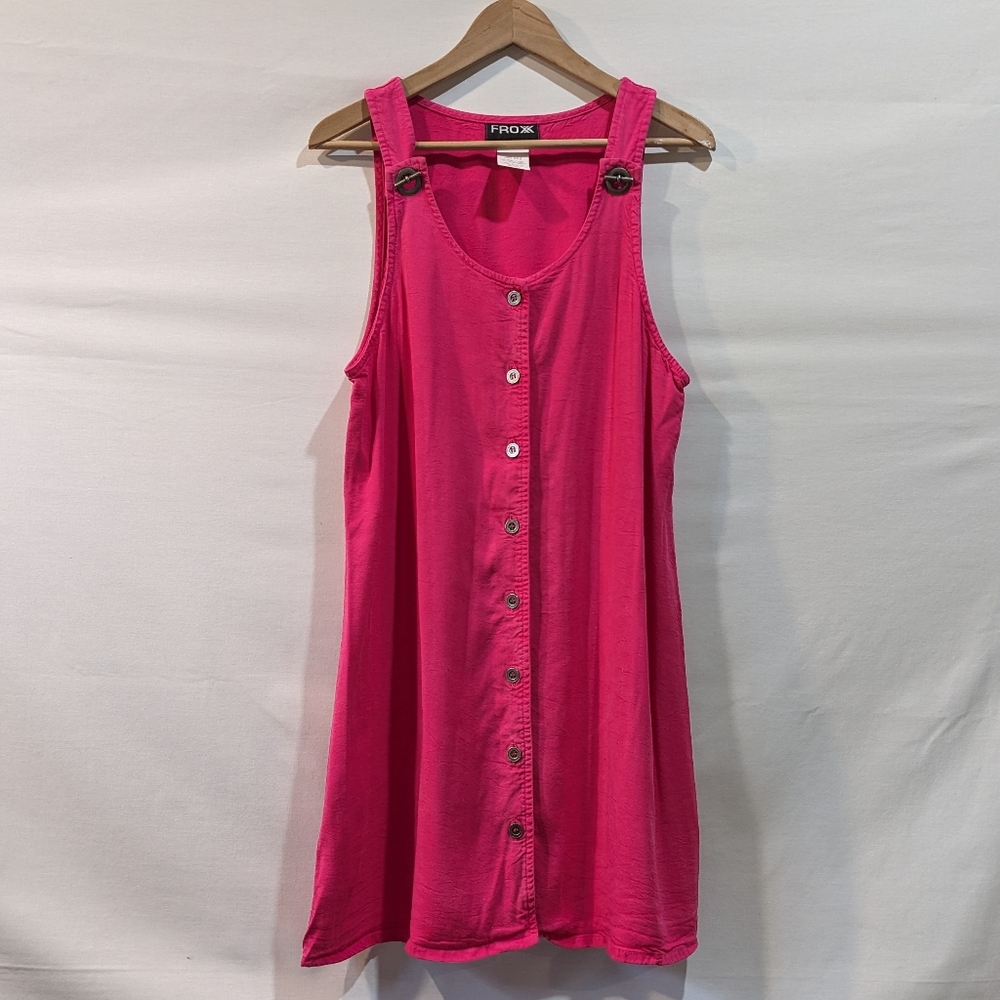 Vintage Froxx Skirtall Style Hot Pink Dress w/Metal Details Size Large